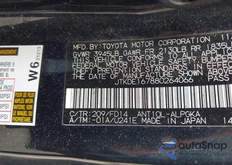 2008 Scion Tc from USA, damaged, VIN JTKDE167880264066